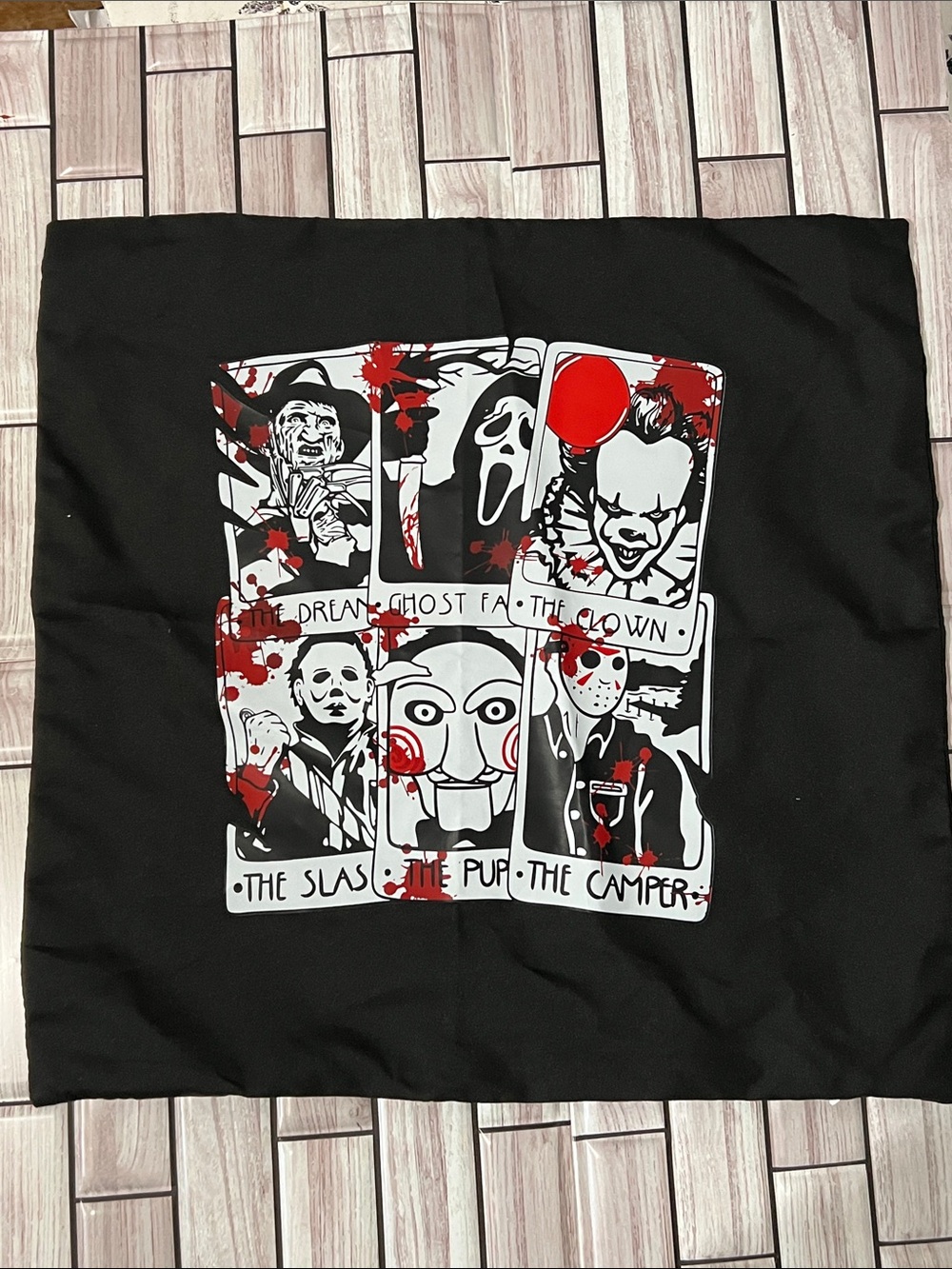 Horror Tarot Graphic Tee Black with Red Accents
